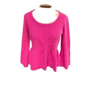 Women's Express Pink Angora Cropped Sweater Vintage Y2K Bell Flared Sleeves